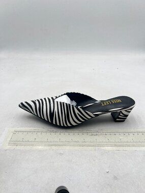 miss left Black/White Low Heel Closed Toe Mules Slip On Block Heeled Clogs Shoes